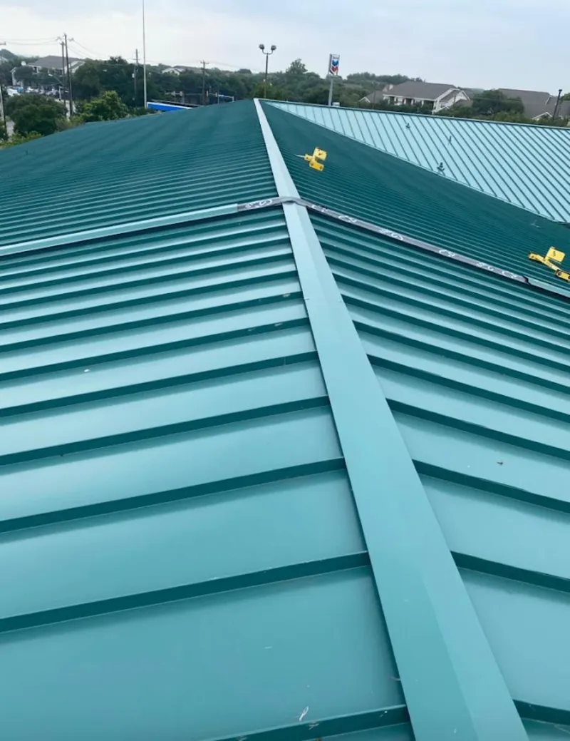Green commercial metal roof ridge and valley for Metal Roof Repair in Medford